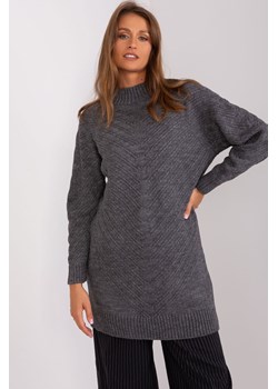 Ciemnoszary długi sweter oversize z półgolfem ze sklepu 5.10.15 w kategorii Swetry damskie - zdjęcie 169705021