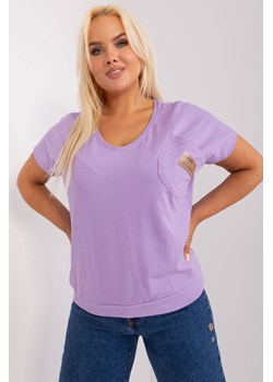 Jasnofioletowa bluzka plus size z kieszonką ze sklepu 5.10.15 w kategorii Bluzki damskie - zdjęcie 169705041