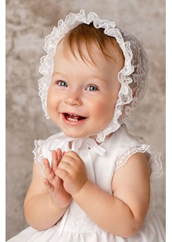 Czepek Marianna do chrztu dla dziewczynki - biały ze sklepu 5.10.15 w kategorii Ubranka do chrztu - zdjęcie 169705080