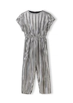 Metaliczny plisowany kombinezon długi dla małej dziewczynki - srebrny ze sklepu 5.10.15 w kategorii Kombinezony dziewczęce - zdjęcie 169705103