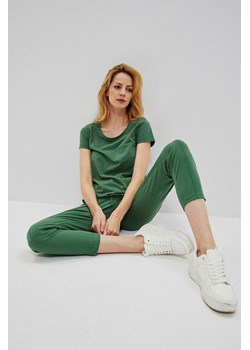 Gładkie spodnie damskie z wiązaniem zielone ze sklepu 5.10.15 w kategorii Spodnie damskie - zdjęcie 169705213