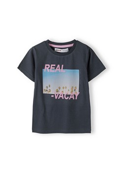 Granatowa koszulka z nadrukiem chłopięca z bawełny ze sklepu 5.10.15 w kategorii T-shirty chłopięce - zdjęcie 169705310