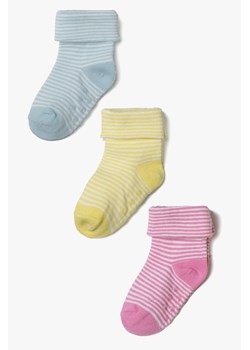 Skarpetki antypoślizgowe dla niemowlaka - 3pak - różowe, żółte, niebieskie ze sklepu 5.10.15 w kategorii Skarpetki dziecięce - zdjęcie 169705444
