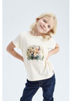 Dzianinowy t-shirt z liskiem - Deep nature ze sklepu 5.10.15 w kategorii Bluzki dziewczęce - zdjęcie 169705513