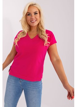 Fuksjowa bluzka damska plus size z bawełny ze sklepu 5.10.15 w kategorii Bluzki damskie - zdjęcie 169705671