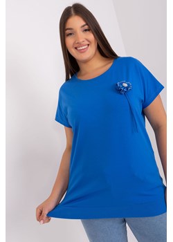 Ciemnoniebieska damska bluzka plus size z krótkim rękawem ze sklepu 5.10.15 w kategorii Bluzki damskie - zdjęcie 169705700