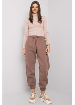 Brązowe spodnie dresowe damskie z bawełny Esher RUE PARIS ze sklepu 5.10.15 w kategorii Spodnie damskie - zdjęcie 169705720