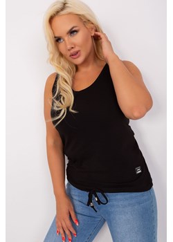Czarny damski top plus size ze ściągaczem ze sklepu 5.10.15 w kategorii Bluzki damskie - zdjęcie 169705723