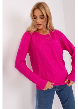 Fuksjowy sweter damski klasyczny ze ściągaczami ze sklepu 5.10.15 w kategorii Swetry damskie - zdjęcie 169705740