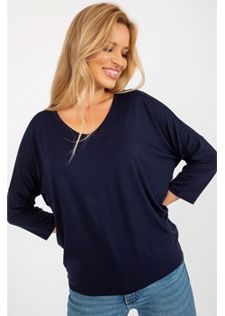 Ciemnogranatowa bluzka basic o kroju oversize ze sklepu 5.10.15 w kategorii Bluzki damskie - zdjęcie 169705751