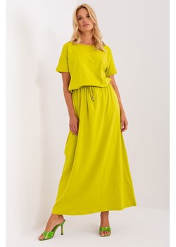 Limonkowa maxi sukienka damska basic z kieszeniami ze sklepu 5.10.15 w kategorii Sukienki - zdjęcie 169706300