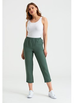 Lniane Spodnie damskie zielone ze sklepu 5.10.15 w kategorii Spodnie damskie - zdjęcie 169706431
