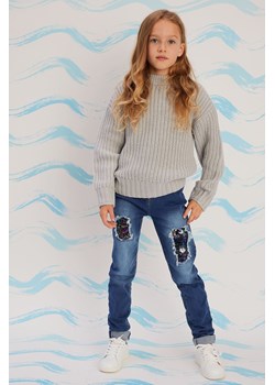 Sweter dziewczęcy dzianinowy szary ze sklepu 5.10.15 w kategorii Swetry dziewczęce - zdjęcie 169706553