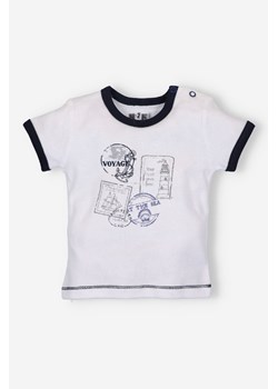 Biały t-shirt niemowlęcy z bawełny organicznej dla chłopca ze sklepu 5.10.15 w kategorii Koszulki niemowlęce - zdjęcie 169706554