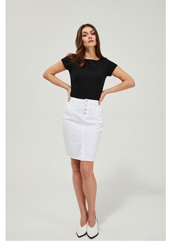 Spódnica damska prosta z wysokim stanem - biała ze sklepu 5.10.15 w kategorii Spódnice - zdjęcie 169706614
