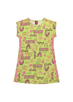 Limonkowa bawełniana sukienka dziewczęca z krótkim rękawkiem ze sklepu 5.10.15 w kategorii Sukienki dziewczęce - zdjęcie 169706670