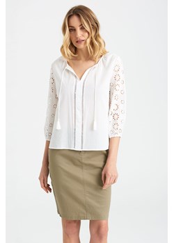 Bawełniana bluzka damska z długim rękawem biała ze sklepu 5.10.15 w kategorii Bluzki damskie - zdjęcie 169706700