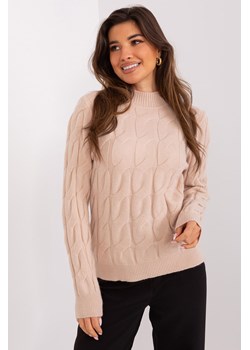 Beżowy klasyczny sweter w warkocze ze sklepu 5.10.15 w kategorii Swetry damskie - zdjęcie 169706754