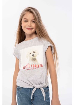 Szara bluzka dziewczęca dzianinowa z wiązaniem ze sklepu 5.10.15 w kategorii Bluzki dziewczęce - zdjęcie 169706772