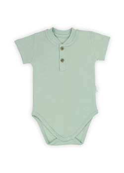 Bawełniane body niemowlęce polo z krókim rękawem - oliwkowe ze sklepu 5.10.15 w kategorii Body niemowlęce - zdjęcie 169706870