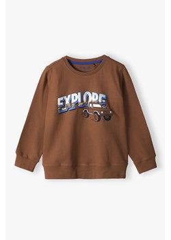 Brązowa bluzka chłopięca bawełniana z napisem- Explore ze sklepu 5.10.15 w kategorii Bluzy chłopięce - zdjęcie 169707101