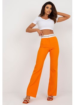 Pomarańczowe eleganckie spodnie dzwony ze sklepu 5.10.15 w kategorii Spodnie damskie - zdjęcie 169707344