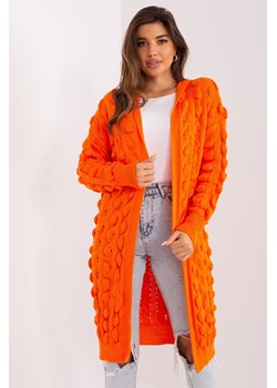 Pomarańczowy długi kardigan z kapturem ze sklepu 5.10.15 w kategorii Swetry damskie - zdjęcie 169707470