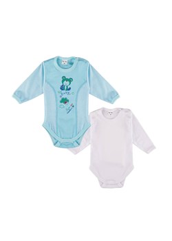 Body chłopięce długi rękaw 2-pak białe i niebieskie z misiem ze sklepu 5.10.15 w kategorii Body niemowlęce - zdjęcie 169707504