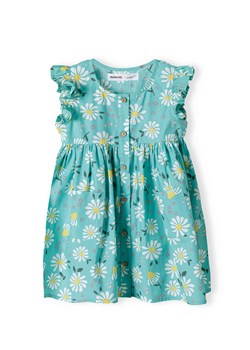 Zielona sukienka niemowlęca z krótkim rękawem w kwiatki ze sklepu 5.10.15 w kategorii Sukienki niemowlęce - zdjęcie 169707602