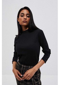 Czarna bluzka damska prążkowana z długim rękawem ze sklepu 5.10.15 w kategorii Bluzki damskie - zdjęcie 169707793