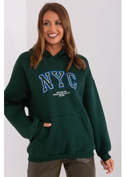 Ocieplana bluza kangurka z kapturem ciemny zielony ze sklepu 5.10.15 w kategorii Bluzy damskie - zdjęcie 169707794