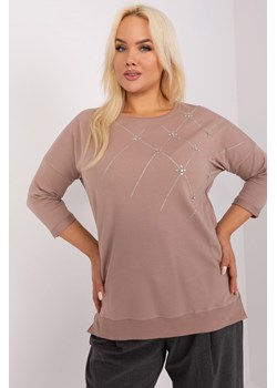 Bluzka plus size z bawełny z aplikacjami ciemny bezowy ze sklepu 5.10.15 w kategorii Bluzki damskie - zdjęcie 169707824