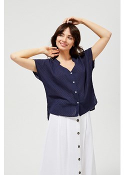 Koszula damska bawełniana z krótkim rękawem granatowa ze sklepu 5.10.15 w kategorii Koszule damskie - zdjęcie 169707914
