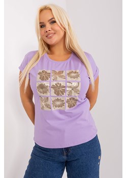 Jasnofioletowa bluzka plus size z nadrukiem ze sklepu 5.10.15 w kategorii Bluzki damskie - zdjęcie 169707924