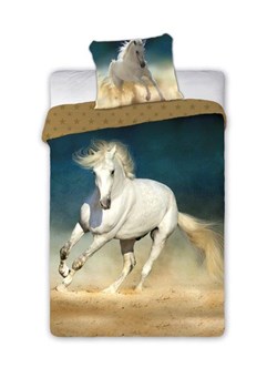 Komplet pościeli biały koń 160x200+70x80 cm ze sklepu 5.10.15 w kategorii Pościel dziecięca - zdjęcie 169708323