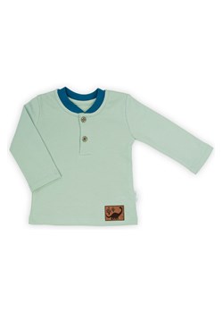 Bawełniana bluzka z długim rękawem niemowlęca- oliwkowa ze sklepu 5.10.15 w kategorii Kaftaniki i bluzki - zdjęcie 169708342