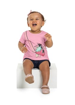 Bawełniany T-shirt dziewczęcy z truskawką - różowy ze sklepu 5.10.15 w kategorii Koszulki niemowlęce - zdjęcie 169708482