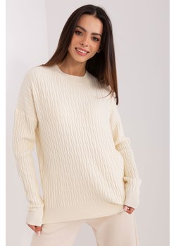 Ecru damski sweter klasyczny we wzory ze sklepu 5.10.15 w kategorii Swetry damskie - zdjęcie 169708562
