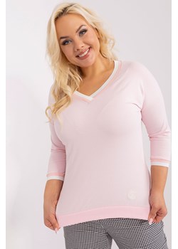 Gładka bluzka plus size ze ściągaczami jasny różowy ze sklepu 5.10.15 w kategorii Bluzki damskie - zdjęcie 169708760