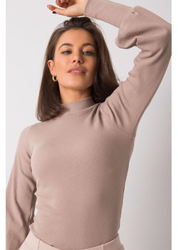 Ciemnobeżowa bluzka damska prążkowana Lauren RUE PARIS ze sklepu 5.10.15 w kategorii Bluzki damskie - zdjęcie 169708772