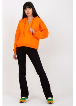 Pomarańczowa dresowa bluza basic z dekoltem V ze sklepu 5.10.15 w kategorii Bluzy damskie - zdjęcie 169708922