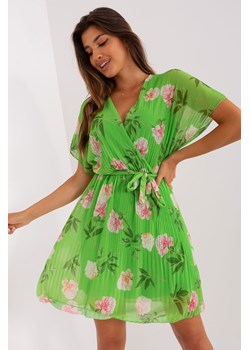 Jasnozielona rozkloszowana sukienka damska w kwiaty ze sklepu 5.10.15 w kategorii Sukienki - zdjęcie 169708961