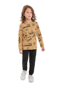 Brązowa bawełniana bluzka dla chłopca z nadrukiem ze sklepu 5.10.15 w kategorii T-shirty chłopięce - zdjęcie 169709093