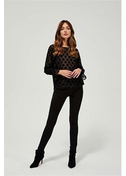 Bluzka damska czarna w grochy- długi rękaw ze sklepu 5.10.15 w kategorii Bluzki damskie - zdjęcie 169709110