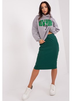 Midi spódnica dzianinowa w prążek ciemny zielony ze sklepu 5.10.15 w kategorii Spódnice - zdjęcie 169709124