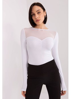 Bluzka basic z długim rękawem i okrągłym dekoltem biały ze sklepu 5.10.15 w kategorii Bluzki damskie - zdjęcie 169709172