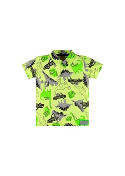 Bawełniany t-shirt chłopięcy w dinozaury z kołnierzykiem ze sklepu 5.10.15 w kategorii T-shirty chłopięce - zdjęcie 169709240