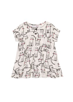 Sukienka na lato dla niemowlaka ecru w koty ze sklepu 5.10.15 w kategorii Sukienki niemowlęce - zdjęcie 169709293