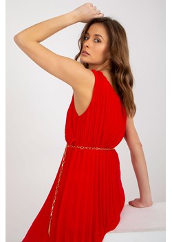 Czerwona midi sukienka plisowana z wiskozą ze sklepu 5.10.15 w kategorii Sukienki - zdjęcie 169709323