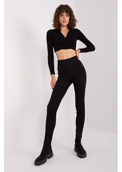 Czarne damskie legginsy basic z bawełny RUE PARIS ze sklepu 5.10.15 w kategorii Spodnie damskie - zdjęcie 169709443